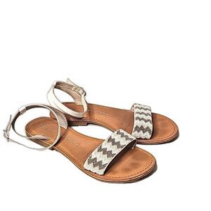 Chinese Laundry Sandals Beaded Leather Gray Cream White Size 9